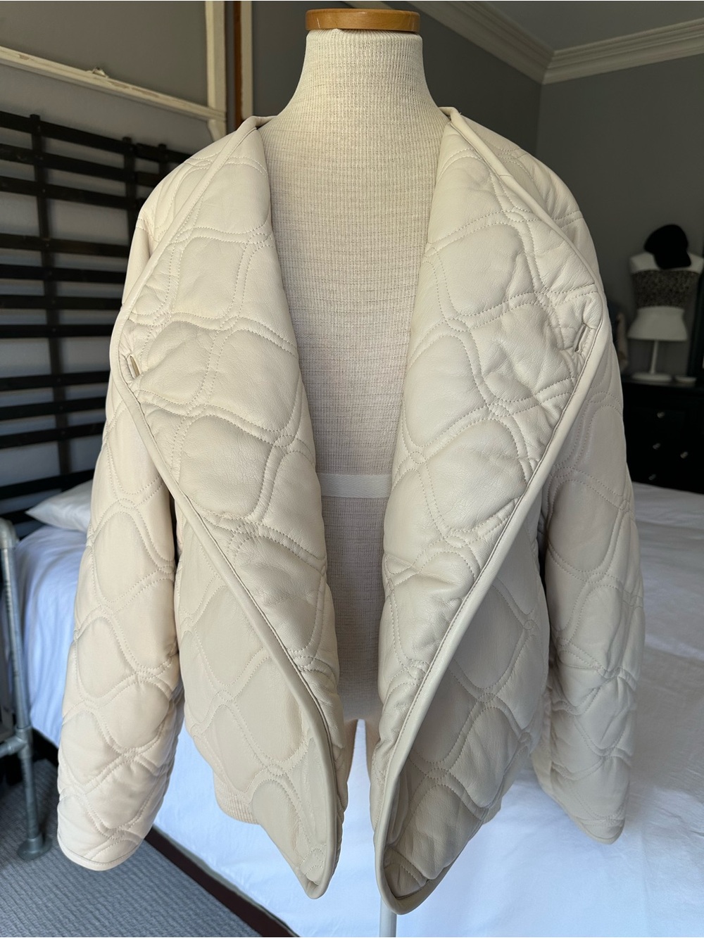 A.L.C. Quilted Cream Bomber Jacket, size XL - Picture 4 of 17